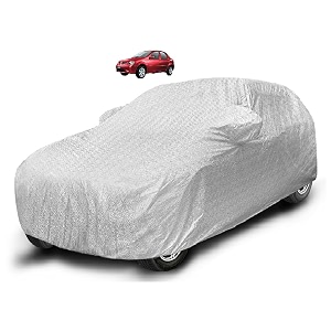 auto hub waterproof car cover compatible with mahindra logan with mirror pocket soft cotton lining waterproof logan car cover- metallic silver