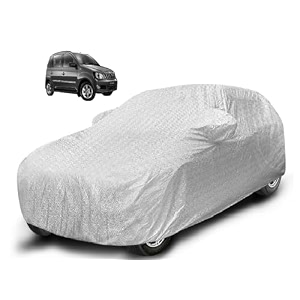 auto hub waterproof car cover compatible with mahindra quanto with mirror pocket soft cotton lining waterproof quanto car cover- metallic silver