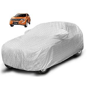 auto hub waterproof car cover compatible with mahindra xuv 500 with mirror pocket soft cotton lining waterproof xuv 500 car cover- metallic silver