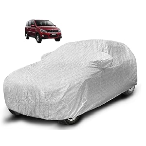 auto hub waterproof car cover compatible with mahindra xylo with mirror pocket soft cotton lining waterproof xylo car cover- metallic silver