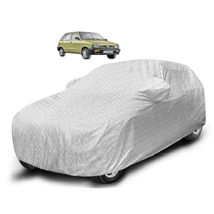 auto hub waterproof car cover compatible with maruti 800 with mirror pocket soft cotton lining waterproof 800 car cover- metallic silver