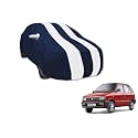 Auto Hub Car Cover Compatible with Maruti 800 with Mirror Pocket, Water Resistant, Triple Stitched, 800 Car Cover- Navy-White