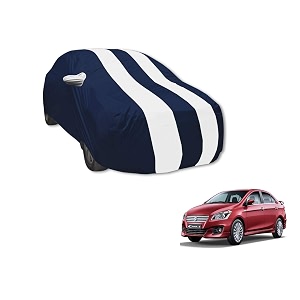 auto hub car cover compatible with maruti ciaz hybrid with mirror pocket water resistant triple stitched ciaz hybrid car cover- navy-white
