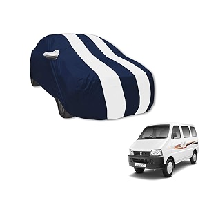 auto hub car cover compatible with maruti eeco with mirror pocket water resistant triple stitched eeco car cover- navy-white