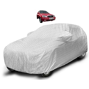 auto hub waterproof car cover compatible with maruti esteem with mirror pocket soft cotton lining waterproof esteem car cover- metallic silver