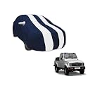 Auto Hub Car Cover Compatible with Maruti Gypsy with Mirror Pocket, Water Resistant, Triple Stitched, Gypsy Car Cover- Navy-White