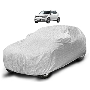 auto hub waterproof car cover compatible with maruti ignis with mirror pocket soft cotton lining waterproof ignis car cover- metallic silver