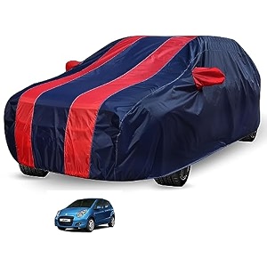 auto hub car cover compatible with maruti a-star with mirror pocket weather proof triple stitched a-star car cover- navy-red