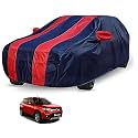Auto Hub Car Cover Compatible with Maruti Vitara Brezza (Model : 2015-2021) with Mirror Pocket, Weather Proof, Triple Stitched, Brezza Car Cover- Navy-Red