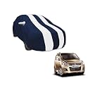 Auto Hub Car Cover Compatible with Maruti WagonR-(Model : 2000-2018) with Mirror Pocket, Water Resistant, Triple Stitched, WagonR Car Cover- Navy-White