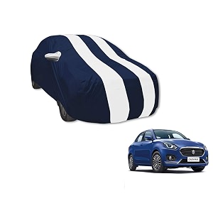 auto hub car cover compatible with maruti swift dzire model  2017-till date with mirror pocket water resistant triple stitched swift dzire car cover- navy-white