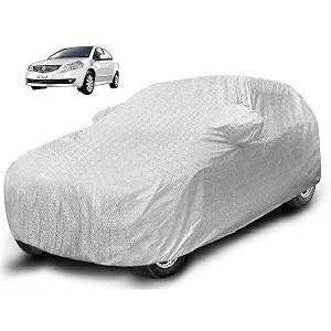 auto hub waterproof car cover compatible with maruti sx4 with mirror pocket soft cotton lining waterproof sx4 car cover- metallic silver