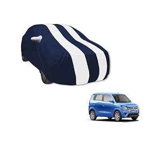 auto hub car cover compatible with maruti wagonr 2019 with mirror pocket weather proof triple stitched wagonr car cover- navy-white