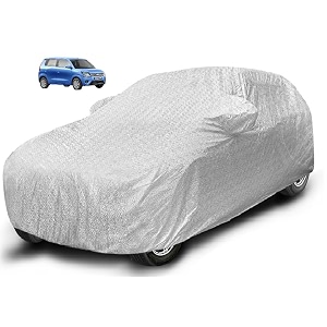 auto hub waterproof car cover compatible with maruti wagonr model  2019-till date with mirror pocket and soft cotton lining wagonr cover waterproof silver