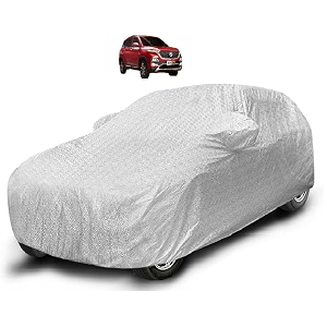 auto hub waterproof car cover compatible with mg hector with mirror pocket soft cotton lining waterproof hector car cover- metallic silver