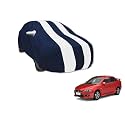 Auto Hub Car Cover Compatible with Mitsubishi Lancer with Mirror Pocket, Water Resistant, Triple Stitched, Lancer Car Cover- Navy-White