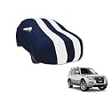 Auto Hub Car Cover Compatible with Mitsubishi Pajero Old with Mirror Pocket, Water Resistant, Triple Stitched, Pajero Car Cover- Navy-White