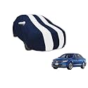 Auto Hub Car Cover Compatible with Passat with Mirror Pocket, Water Resistant, Triple Stitched, Passat Car Cover- Navy-White
