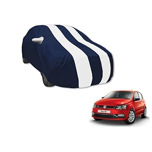 auto hub car cover compatible with polo gt with mirror pocket water resistant triple stitched polo gt car cover- navy-white