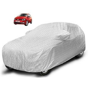 auto hub waterproof car cover compatible with polo gt with mirror pocket soft cotton lining waterproof polo gt car cover- metallic silver