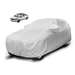 auto hub waterproof car cover compatible with rapid with mirror pocket soft cotton lining waterproof rapid car cover- metallic silver
