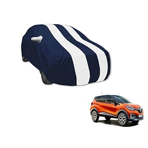 auto hub car cover compatible with renault captur with mirror pocket water resistant triple stitched captur car cover- navy-white