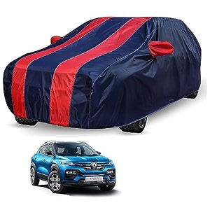 auto hub car cover compatible with renault kiger with mirror pocket weather proof triple stitched kiger car cover- navy-red