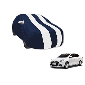 auto hub car cover compatible with renault scala with mirror pocket water resistant triple stitched scala car cover- navy-white