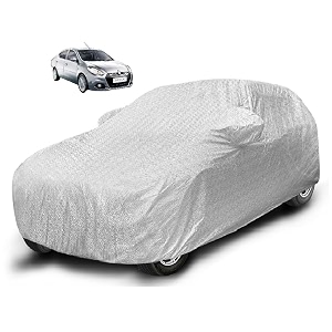 auto hub waterproof car cover compatible with scala with mirror pocket soft cotton lining waterproof scala car cover- metallic silver