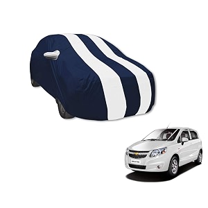 auto hub car cover compatible with chevrolet sail uva with mirror pocket water resistant triple stitched sail uva car cover- navy-white