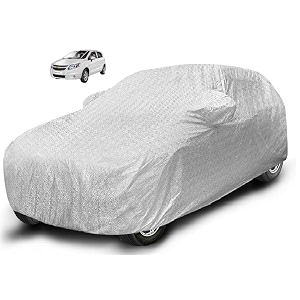 auto hub waterproof car cover compatible with chevrolet sail uva with mirror pocket soft cotton lining waterproof sail uva car cover- metallic silver