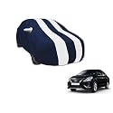 Auto Hub Car Cover Compatible with Sunny with Mirror Pocket, Water Resistant, Triple Stitched, Sunny Car Cover- Navy-White