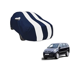 auto hub car cover compatible with tata aria with mirror pocket water resistant triple stitched aria car cover- navy-white