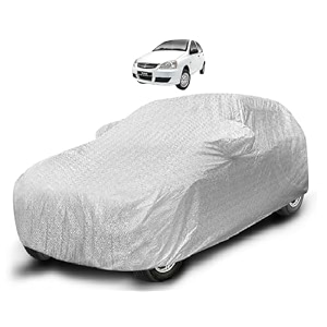 auto hub waterproof car cover compatible with tata indica with mirror pocket soft cotton lining waterproof indica car cover- metallic silver