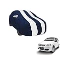 Auto Hub Car Cover Compatible with Tata Indica with Mirror Pocket, Water Resistant, Triple Stitched, Indica Car Cover- Navy-White