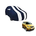 Auto Hub Car Cover Compatible with Tata Indica Vista with Mirror Pocket, Water Resistant, Triple Stitched, Indica Vista Car Cover- Navy-White