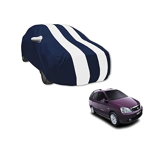 auto hub car cover compatible with tata indigo marina with mirror pocket water resistant triple stitched indigo marina car cover- navy-white