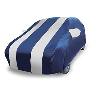 auto hub car cover compatible with tata nano with mirror pocket water resistant triple stitched nano car cover- navy-silver