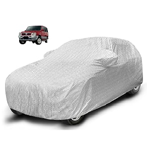 auto hub waterproof car cover compatible with tata sumo with mirror pocket soft cotton lining waterproof sumo car cover- metallic silver