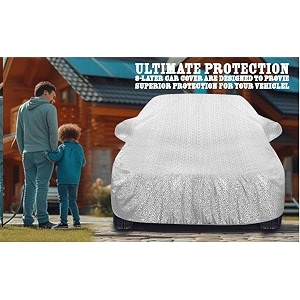 auto hub waterproof car cover compatible with tata sumo grand with mirror pocket soft cotton lining waterproof sumo grand car cover- metallic silver