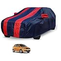 Auto Hub Car Cover Compatible with Tata Tiago with Mirror Pocket, Weather Proof, Triple Stitched, Tiago Car Cover- Navy-Red