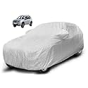 Auto Hub Waterproof Car Cover Compatible with Terrano with Mirror Pocket, Soft Cotton Lining, Waterproof Terrano Car Cover- Metallic Silver