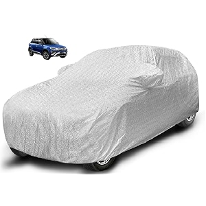 auto hub waterproof car cover compatible with urban cruiser with mirror pocket soft cotton lining waterproof urban cruiser car cover- metallic silver
