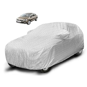 auto hub waterproof car cover compatible with vento with mirror pocket soft cotton lining waterproof vento car cover- metallic silver