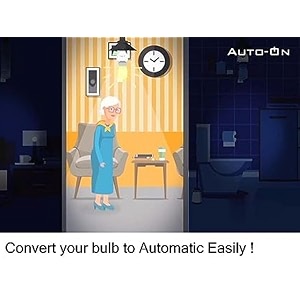auto-on motion sensor bulb holder converts any bulb to automatic electricity saver no daynight sensing one year waranty- pack of 1