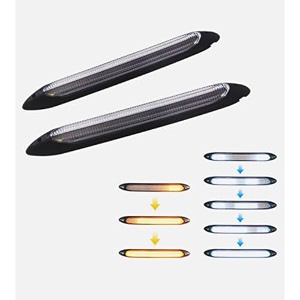 auto mt 2pc set led drl daytime running light 12v universal led indicator sequential two-tone amber white - yellow car led strip head light drl daytime running lights waterproof 155 cm