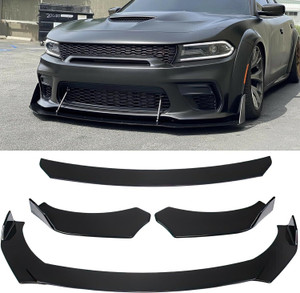 auto mt 3pcs car universal black front bumper spoiler lip chin up body kit splitter car spoiler