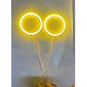 AUTO MT 7-COLOR CHOICE 60MM CAR BIKE DRL Daytime Running Light Angle Eyes Led Bike LED DRL Halo Ring COB Chips (2PC-YELLOW- 60MM COB RING)