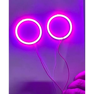 auto mt 7-color option car bike 60mm drl daytime running light led bike angel eyes halo ring chips 2pc purple 60mm cob ring