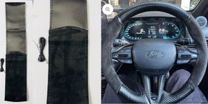 auto mt black alcantara steering wheel grip cover for car steering soft durable turbo charger